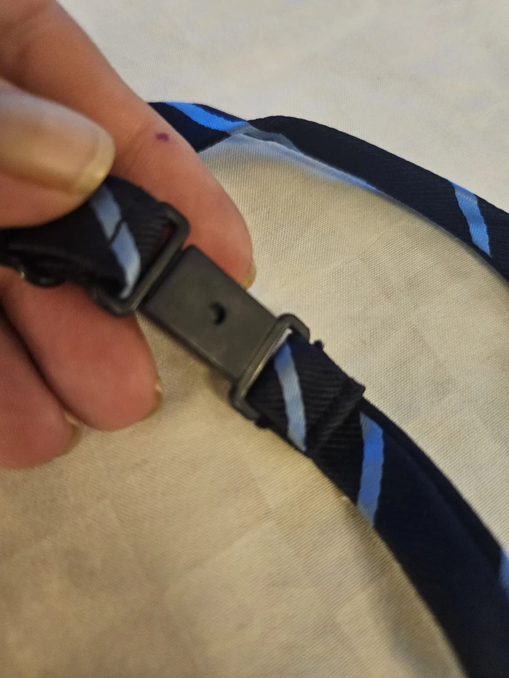 Place Black Necktie with Blue Diagonal Stripes